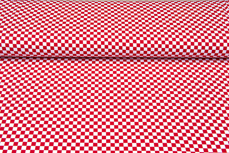 Baumwolljersey bedruckt squares 1cm rot-weiss