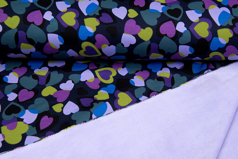 Alpenfleece bedruckt hearts violett