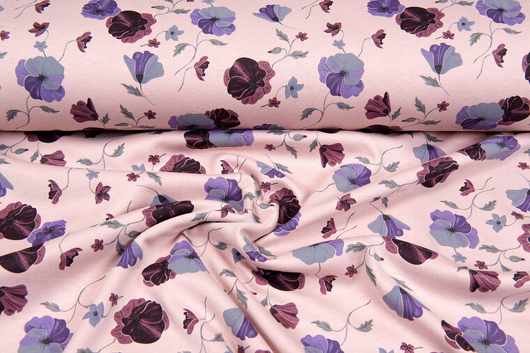 Alpenfleece bedruckt flowers pastellrosa