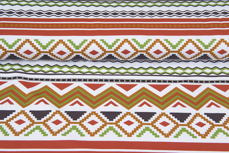 French Terry bedruckt ikat stripes terra