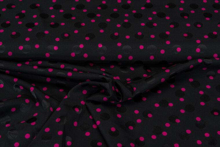 Satin bedruckt dots schwarz-rosa