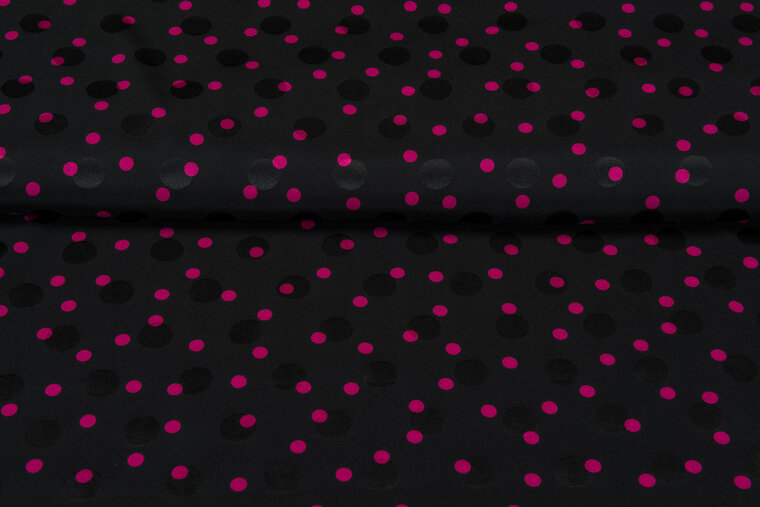 Satin bedruckt dots schwarz-rosa