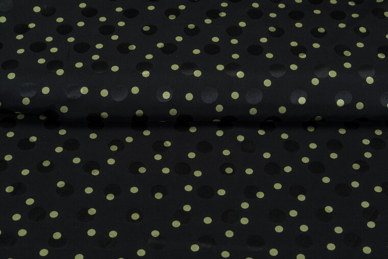 Satin bedruckt dots schwarz-limegr&uuml;n