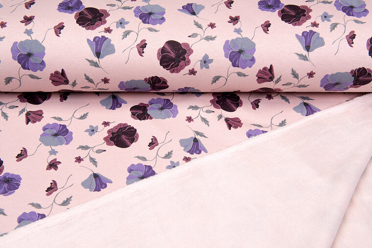 Alpenfleece bedruckt flowers pastellrosa