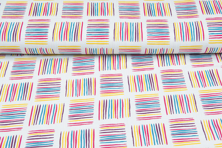 Baumwolljersey bedruckt square stripes multicolor