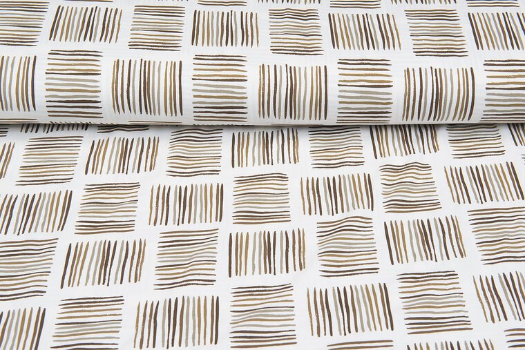 Baumwolljersey bedruckt square stripes braun-taupe