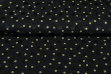 Satin bedruckt dots schwarz-limegr&uuml;n