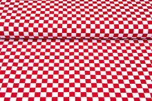 Baumwolljersey bedruckt squares 2cm rot-weiss