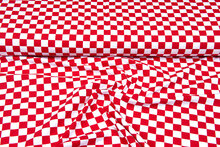 Baumwolljersey bedruckt squares 2cm rot-weiss