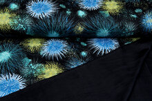 Alpenfleece bedruckt fireworks schwarz-petrol