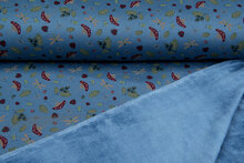 Alpenfleece bedruckt mushrooms metalblau-petrol