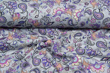 Alpenfleece bedruckt paisley unicorn grau-dunkelgrau