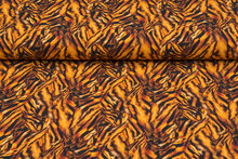 Baumwolljersey bedruckt digital animal print schwarz-orange